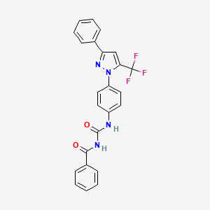 molecular formula C24H17F3N4O2 B4326396 N-BENZOYL-N'-{4-[3-PHENYL-5-(TRIFLUOROMETHYL)-1H-PYRAZOL-1-YL]PHENYL}UREA 