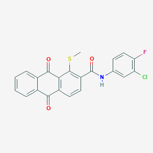 molecular formula C22H13ClFNO3S B4326406 N-(3-CHLORO-4-FLUOROPHENYL)-1-(METHYLSULFANYL)-9,10-DIOXO-9,10-DIHYDRO-2-ANTHRACENECARBOXAMIDE 