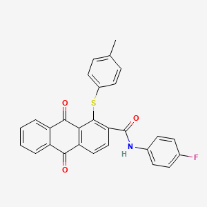 molecular formula C28H18FNO3S B4326500 N-(4-FLUOROPHENYL)-1-[(4-METHYLPHENYL)SULFANYL]-9,10-DIOXO-9,10-DIHYDRO-2-ANTHRACENECARBOXAMIDE 