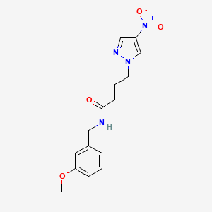 molecular formula C15H18N4O4 B4326515 N-[(3-METHOXYPHENYL)METHYL]-4-(4-NITRO-1H-PYRAZOL-1-YL)BUTANAMIDE 