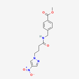 molecular formula C16H18N4O5 B4326521 METHYL 4-{[4-(4-NITRO-1H-PYRAZOL-1-YL)BUTANAMIDO]METHYL}BENZOATE 