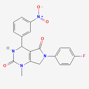 molecular formula C19H15FN4O4 B4326697 6-(4-FLUOROPHENYL)-1-METHYL-4-(3-NITROPHENYL)-1H,2H,3H,4H,5H,6H,7H-PYRROLO[3,4-D]PYRIMIDINE-2,5-DIONE 