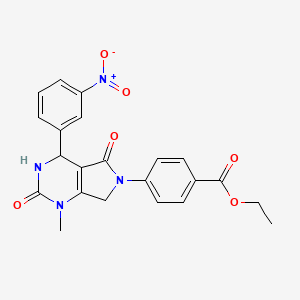 molecular formula C22H20N4O6 B4326750 ETHYL 4-[1-METHYL-4-(3-NITROPHENYL)-2,5-DIOXO-1H,2H,3H,4H,5H,6H,7H-PYRROLO[3,4-D]PYRIMIDIN-6-YL]BENZOATE 