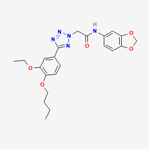molecular formula C22H25N5O5 B4326852 N-(2H-1,3-BENZODIOXOL-5-YL)-2-[5-(4-BUTOXY-3-ETHOXYPHENYL)-2H-1,2,3,4-TETRAZOL-2-YL]ACETAMIDE 