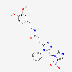 molecular formula C25H27N7O5S B4326859 N-[2-(3,4-dimethoxyphenyl)ethyl]-2-({5-[(2-methyl-5-nitro-1H-imidazol-1-yl)methyl]-4-phenyl-4H-1,2,4-triazol-3-yl}sulfanyl)acetamide 