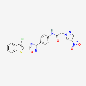molecular formula C21H13ClN6O4S B4326864 N-{4-[5-(3-chloro-1-benzothiophen-2-yl)-1,2,4-oxadiazol-3-yl]phenyl}-2-(4-nitro-1H-pyrazol-1-yl)acetamide 