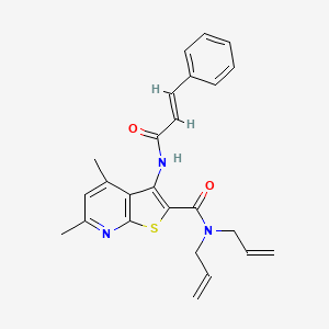 molecular formula C25H25N3O2S B4326945 N~2~,N~2~-DIALLYL-3-(CINNAMOYLAMINO)-4,6-DIMETHYLTHIENO[2,3-B]PYRIDINE-2-CARBOXAMIDE 