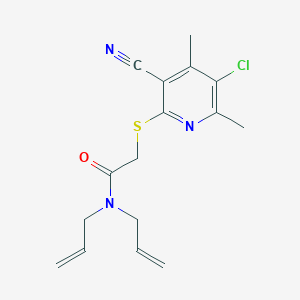 molecular formula C16H18ClN3OS B4326953 N,N-DIALLYL-2-[(5-CHLORO-3-CYANO-4,6-DIMETHYL-2-PYRIDINYL)SULFANYL]ACETAMIDE 