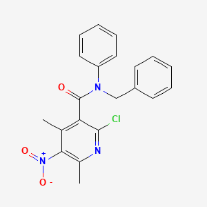 molecular formula C21H18ClN3O3 B4326978 N-benzyl-2-chloro-4,6-dimethyl-5-nitro-N-phenylpyridine-3-carboxamide 
