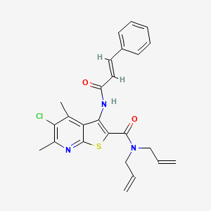 molecular formula C25H24ClN3O2S B4327013 N,N-DIALLYL-5-CHLORO-4,6-DIMETHYL-3-{[(2E)-3-PHENYL-2-PROPENOYL]AMINO}THIENO[2,3-B]PYRIDINE-2-CARBOXAMIDE 
