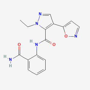 molecular formula C16H15N5O3 B4327108 N-(2-CARBAMOYLPHENYL)-1-ETHYL-4-(12-OXAZOL-5-YL)-1H-PYRAZOLE-5-CARBOXAMIDE 