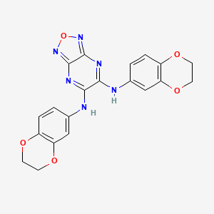molecular formula C20H16N6O5 B4327136 N-(2,3-DIHYDRO-1,4-BENZODIOXIN-6-YL)-N-[6-(2,3-DIHYDRO-1,4-BENZODIOXIN-6-YLAMINO)[1,2,5]OXADIAZOLO[3,4-B]PYRAZIN-5-YL]AMINE 