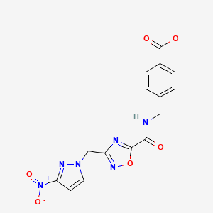 molecular formula C16H14N6O6 B4327262 METHYL 4-[({3-[(3-NITRO-1H-PYRAZOL-1-YL)METHYL]-1,2,4-OXADIAZOL-5-YL}FORMAMIDO)METHYL]BENZOATE 