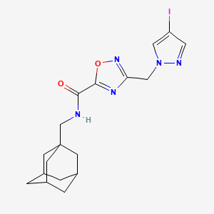 molecular formula C18H22IN5O2 B4327302 N-(ADAMANTAN-1-YLMETHYL)-3-[(4-IODO-1H-PYRAZOL-1-YL)METHYL]-1,2,4-OXADIAZOLE-5-CARBOXAMIDE 