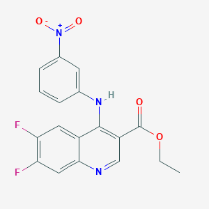 molecular formula C18H13F2N3O4 B4327363 ethyl 6,7-difluoro-4-[(3-nitrophenyl)amino]quinoline-3-carboxylate 