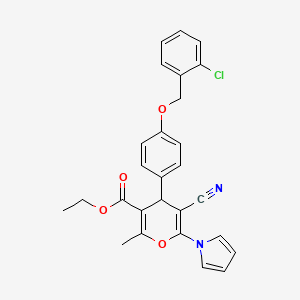 molecular formula C27H23ClN2O4 B4327394 ETHYL 4-{4-[(2-CHLOROPHENYL)METHOXY]PHENYL}-5-CYANO-2-METHYL-6-(1H-PYRROL-1-YL)-4H-PYRAN-3-CARBOXYLATE 