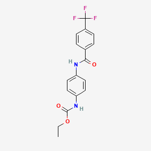 molecular formula C17H15F3N2O3 B4327493 ETHYL N-(4-{[4-(TRIFLUOROMETHYL)BENZOYL]AMINO}PHENYL)CARBAMATE 