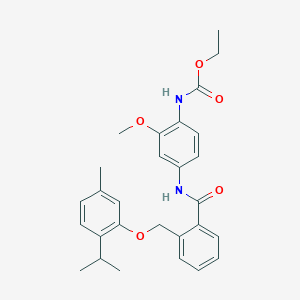 molecular formula C28H32N2O5 B4327533 ETHYL N-[4-({2-[(2-ISOPROPYL-5-METHYLPHENOXY)METHYL]BENZOYL}AMINO)-2-METHOXYPHENYL]CARBAMATE 