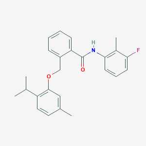 molecular formula C25H26FNO2 B4327547 N-(3-fluoro-2-methylphenyl)-2-{[5-methyl-2-(propan-2-yl)phenoxy]methyl}benzamide 