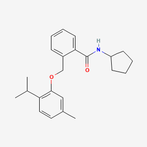 molecular formula C23H29NO2 B4327549 N-cyclopentyl-2-{[5-methyl-2-(propan-2-yl)phenoxy]methyl}benzamide 