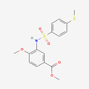 molecular formula C16H17NO5S2 B4327593 METHYL 4-METHOXY-3-[4-(METHYLSULFANYL)BENZENESULFONAMIDO]BENZOATE 