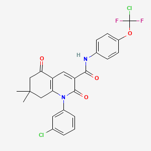 molecular formula C25H20Cl2F2N2O4 B4327635 N-{4-[CHLORO(DIFLUORO)METHOXY]PHENYL}-1-(3-CHLOROPHENYL)-7,7-DIMETHYL-2,5-DIOXO-1,2,5,6,7,8-HEXAHYDRO-3-QUINOLINECARBOXAMIDE 