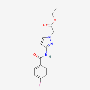 molecular formula C14H14FN3O3 B4327891 ETHYL 2-[3-(4-FLUOROBENZAMIDO)-1H-PYRAZOL-1-YL]ACETATE 