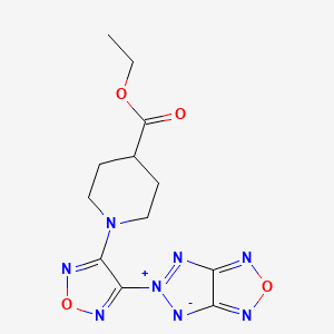 molecular formula C12H14N8O4 B4327908 ethyl 1-[4-(3-oxa-2,4,6-triaza-7-azonia-8-azanidabicyclo[3.3.0]octa-1,4,6-trien-7-yl)-1,2,5-oxadiazol-3-yl]piperidine-4-carboxylate 