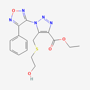 molecular formula C16H17N5O4S B4327924 ethyl 5-{[(2-hydroxyethyl)sulfanyl]methyl}-1-(4-phenyl-1,2,5-oxadiazol-3-yl)-1H-1,2,3-triazole-4-carboxylate 