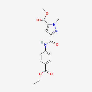 molecular formula C16H17N3O5 B4327963 methyl 3-{[4-(ethoxycarbonyl)phenyl]carbamoyl}-1-methyl-1H-pyrazole-5-carboxylate 