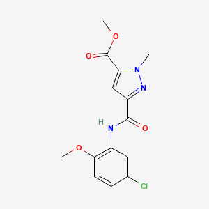 molecular formula C14H14ClN3O4 B4327975 METHYL 3-[(5-CHLORO-2-METHOXYANILINO)CARBONYL]-1-METHYL-1H-PYRAZOLE-5-CARBOXYLATE 