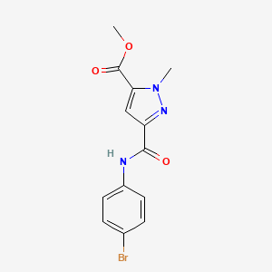 molecular formula C13H12BrN3O3 B4327976 METHYL 3-[(4-BROMOANILINO)CARBONYL]-1-METHYL-1H-PYRAZOLE-5-CARBOXYLATE 