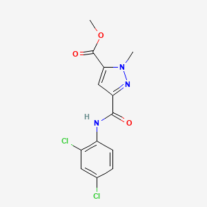 molecular formula C13H11Cl2N3O3 B4327982 METHYL 3-[(2,4-DICHLOROANILINO)CARBONYL]-1-METHYL-1H-PYRAZOLE-5-CARBOXYLATE 
