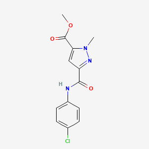 molecular formula C13H12ClN3O3 B4327988 METHYL 3-[(4-CHLOROANILINO)CARBONYL]-1-METHYL-1H-PYRAZOLE-5-CARBOXYLATE 