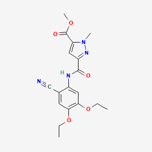 molecular formula C18H20N4O5 B4327993 METHYL 3-[(2-CYANO-4,5-DIETHOXYANILINO)CARBONYL]-1-METHYL-1H-PYRAZOLE-5-CARBOXYLATE 
