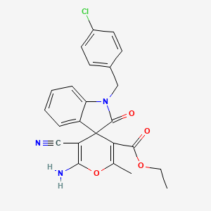 molecular formula C24H20ClN3O4 B4328046 ETHYL 2'-AMINO-1-[(4-CHLOROPHENYL)METHYL]-3'-CYANO-6'-METHYL-2-OXO-1,2-DIHYDROSPIRO[INDOLE-3,4'-PYRAN]-5'-CARBOXYLATE 
