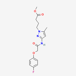 molecular formula C17H20FN3O4 B4328095 METHYL 4-(3-{[2-(4-FLUOROPHENOXY)ACETYL]AMINO}-5-METHYL-1H-PYRAZOL-1-YL)BUTANOATE 