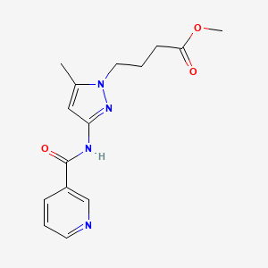 molecular formula C15H18N4O3 B4328105 METHYL 4-{5-METHYL-3-[(3-PYRIDYLCARBONYL)AMINO]-1H-PYRAZOL-1-YL}BUTANOATE 