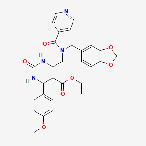 molecular formula C29H28N4O7 B4328141 ETHYL 6-{[(1,3-BENZODIOXOL-5-YLMETHYL)(4-PYRIDYLCARBONYL)AMINO]METHYL}-4-(4-METHOXYPHENYL)-2-OXO-1,2,3,4-TETRAHYDRO-5-PYRIMIDINECARBOXYLATE 