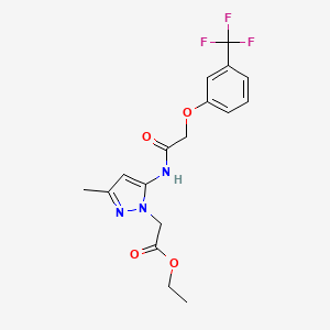 molecular formula C17H18F3N3O4 B4328158 ETHYL 2-[3-METHYL-5-({2-[3-(TRIFLUOROMETHYL)PHENOXY]ACETYL}AMINO)-1H-PYRAZOL-1-YL]ACETATE 