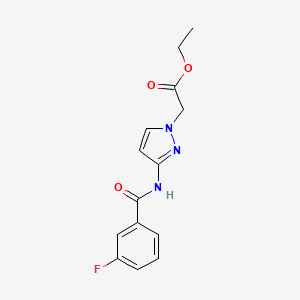 molecular formula C14H14FN3O3 B4328176 ETHYL 2-[3-(3-FLUOROBENZAMIDO)-1H-PYRAZOL-1-YL]ACETATE 