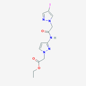 molecular formula C12H14IN5O3 B4328179 ETHYL 2-{3-[2-(4-IODO-1H-PYRAZOL-1-YL)ACETAMIDO]-1H-PYRAZOL-1-YL}ACETATE 