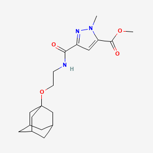 molecular formula C19H27N3O4 B4328343 METHYL 3-{[2-(ADAMANTAN-1-YLOXY)ETHYL]CARBAMOYL}-1-METHYL-1H-PYRAZOLE-5-CARBOXYLATE 