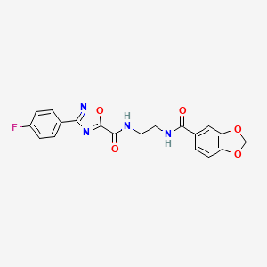 molecular formula C19H15FN4O5 B4328358 N-(2-{[3-(4-FLUOROPHENYL)-1,2,4-OXADIAZOL-5-YL]FORMAMIDO}ETHYL)-2H-1,3-BENZODIOXOLE-5-CARBOXAMIDE 