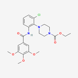 molecular formula C23H28ClN3O6 B4328446 ETHYL 4-[2-CHLORO-6-(3,4,5-TRIMETHOXYBENZAMIDO)PHENYL]PIPERAZINE-1-CARBOXYLATE 
