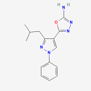 molecular formula C15H17N5O B4328465 5-[3-(2-methylpropyl)-1-phenyl-1H-pyrazol-4-yl]-1,3,4-oxadiazol-2-amine 