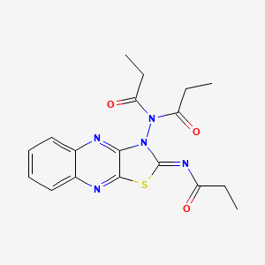 molecular formula C18H19N5O3S B4328720 N-PROPANOYL-N-[(2Z)-2-(PROPANOYLIMINO)-2H,3H-[1,3]THIAZOLO[4,5-B]QUINOXALIN-3-YL]PROPANAMIDE 