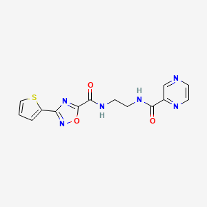 molecular formula C14H12N6O3S B4328892 N-(2-{[3-(THIOPHEN-2-YL)-1,2,4-OXADIAZOL-5-YL]FORMAMIDO}ETHYL)PYRAZINE-2-CARBOXAMIDE 