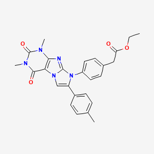 molecular formula C26H25N5O4 B4328927 ETHYL 2-{4-[1,3-DIMETHYL-7-(4-METHYLPHENYL)-2,4-DIOXO-1H,2H,3H,4H,8H-IMIDAZO[1,2-G]PURIN-8-YL]PHENYL}ACETATE 