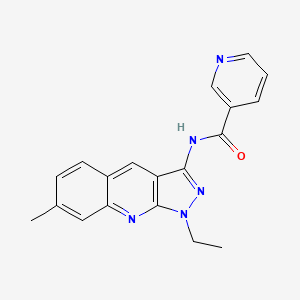 molecular formula C19H17N5O B4328995 N-{1-ETHYL-7-METHYL-1H-PYRAZOLO[3,4-B]QUINOLIN-3-YL}PYRIDINE-3-CARBOXAMIDE 